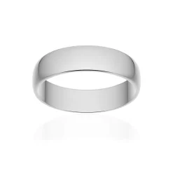 Alliance classique demi jonc or 375 blanc poli 5 mm