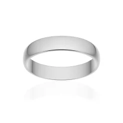 Alliance classique demi jonc or 375 blanc poli 4 mm