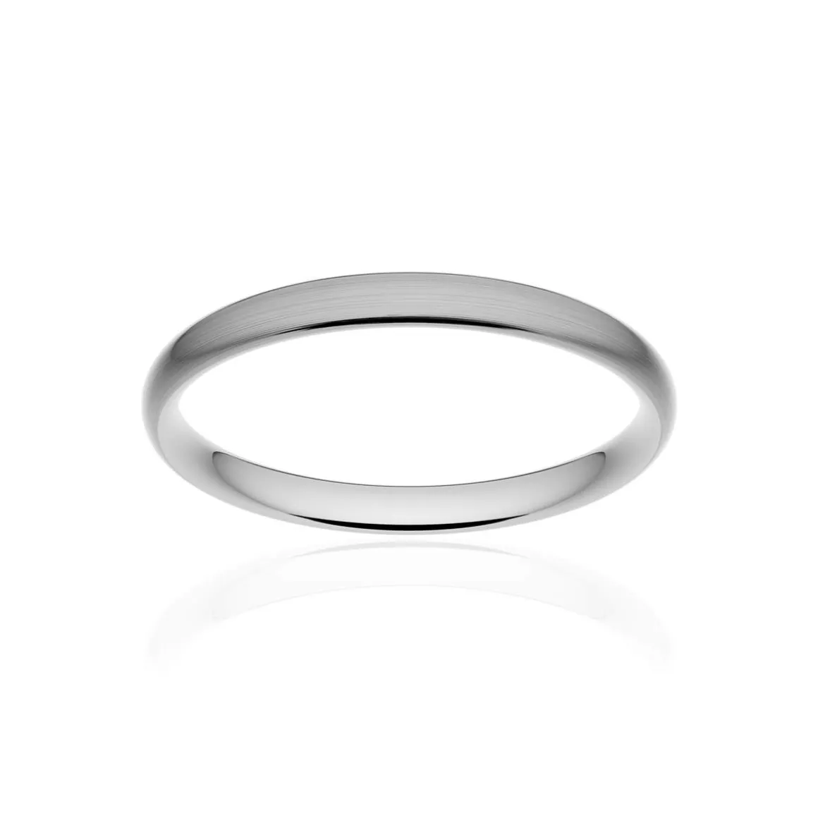 Alliance classique demi jonc confort or 750 blanc brossé 2,5 mm