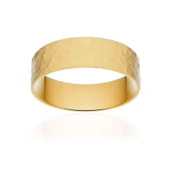 Alliance classique ruban plat confort or 750 jaune martelé 6 mm
