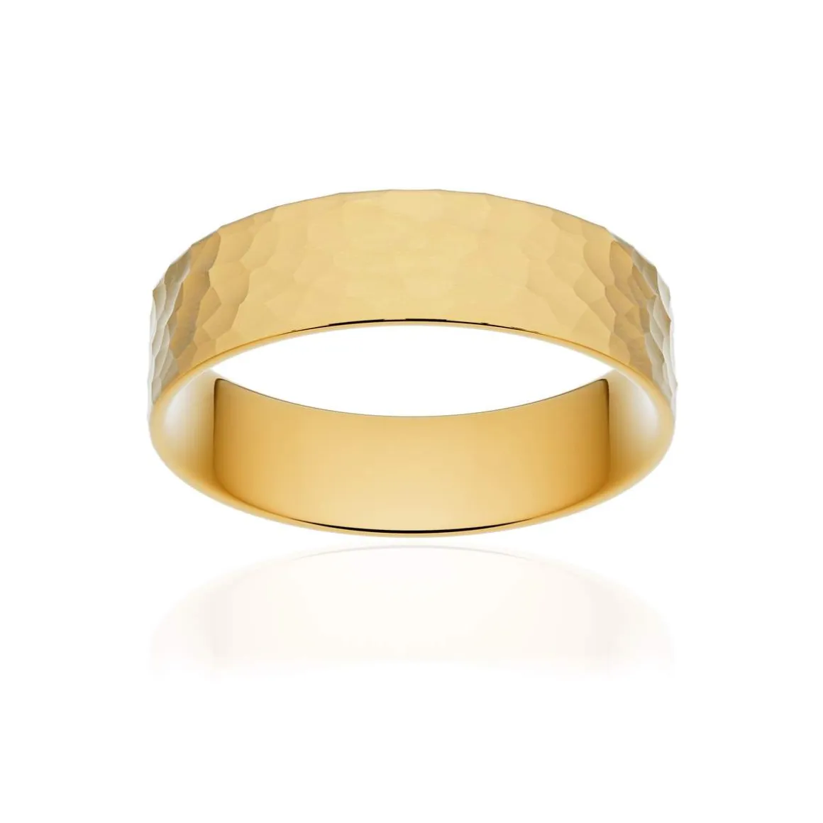 Alliance classique ruban plat confort or 750 jaune martelé 5,5 mm