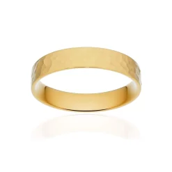 Alliance classique ruban plat confort or 750 jaune martelé 4 mm