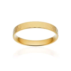 Alliance classique ruban plat confort or 750 jaune martelé 3 mm