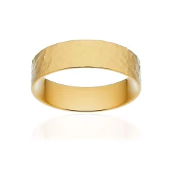 Alliance classique ruban plat confort or 375 jaune martelé 5,5 mm