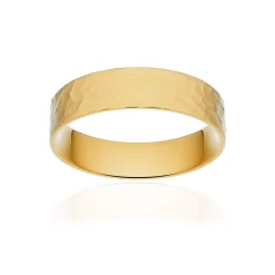 Alliance classique ruban plat confort or 375 jaune martelé 5 mm