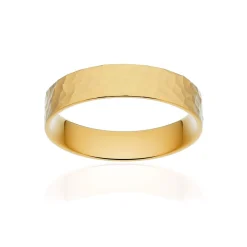 Alliance classique ruban plat confort or 375 jaune martelé 4,5 mm