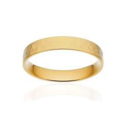 Alliance classique ruban plat confort or 375 jaune martelé 3,5 mm