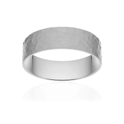 Alliance classique ruban plat confort or 375 blanc martelé 6 mm