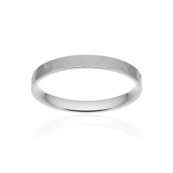 Alliance classique ruban plat confort or 375 blanc martelé 2,5 mm