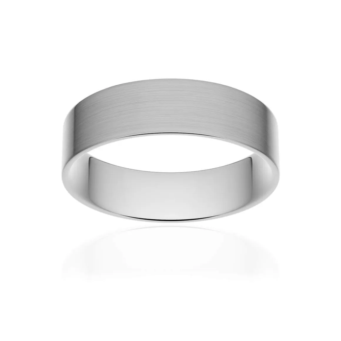 Alliance classique ruban plat confort or 750 blanc brossé 5,5 mm
