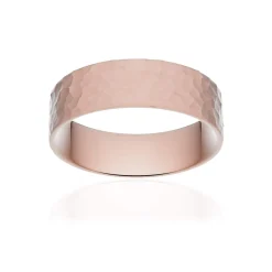 Alliance classique ruban plat confort or 750 rose martelé 6 mm
