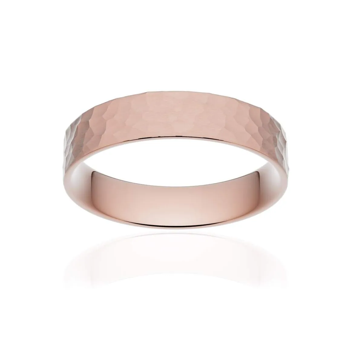 Alliance classique ruban plat confort or 750 rose martelé 4,5 mm