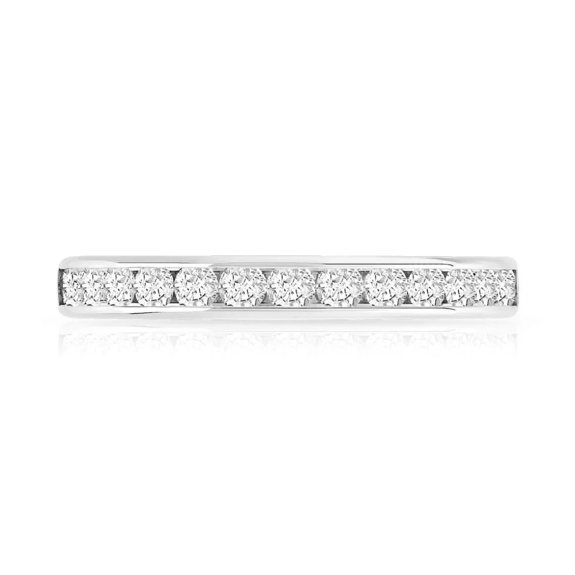 Alliance demi-tour or 750 blanc diamants synthétiques 0.50 ct.