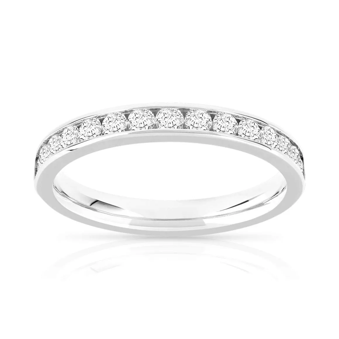 Alliance demi-tour or 750 blanc diamants synthétiques 0.50 ct.
