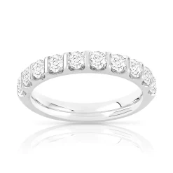 Alliance demi-tour or 750 blanc diamants synthétiques 1 ct.