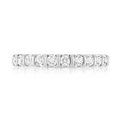 Alliance demi-tour or 750 blanc diamants synthetiques 0.50 ct.