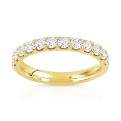 Alliance demi-tour or 750 jaune diamant 0.75 ct 3mm