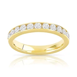 Alliance demi-tour or 750 jaune diamants synthétiques 0.75 ct.
