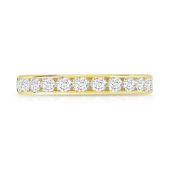 Alliance demi-tour or 750 jaune diamants synthétiques 0.75 ct.