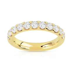 Alliance demi-tour or 750 jaune diamants synthétiques 1 ct.