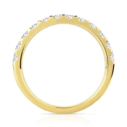 Alliance demi-tour or 750 jaune diamants synthétiques 0.75 ct.