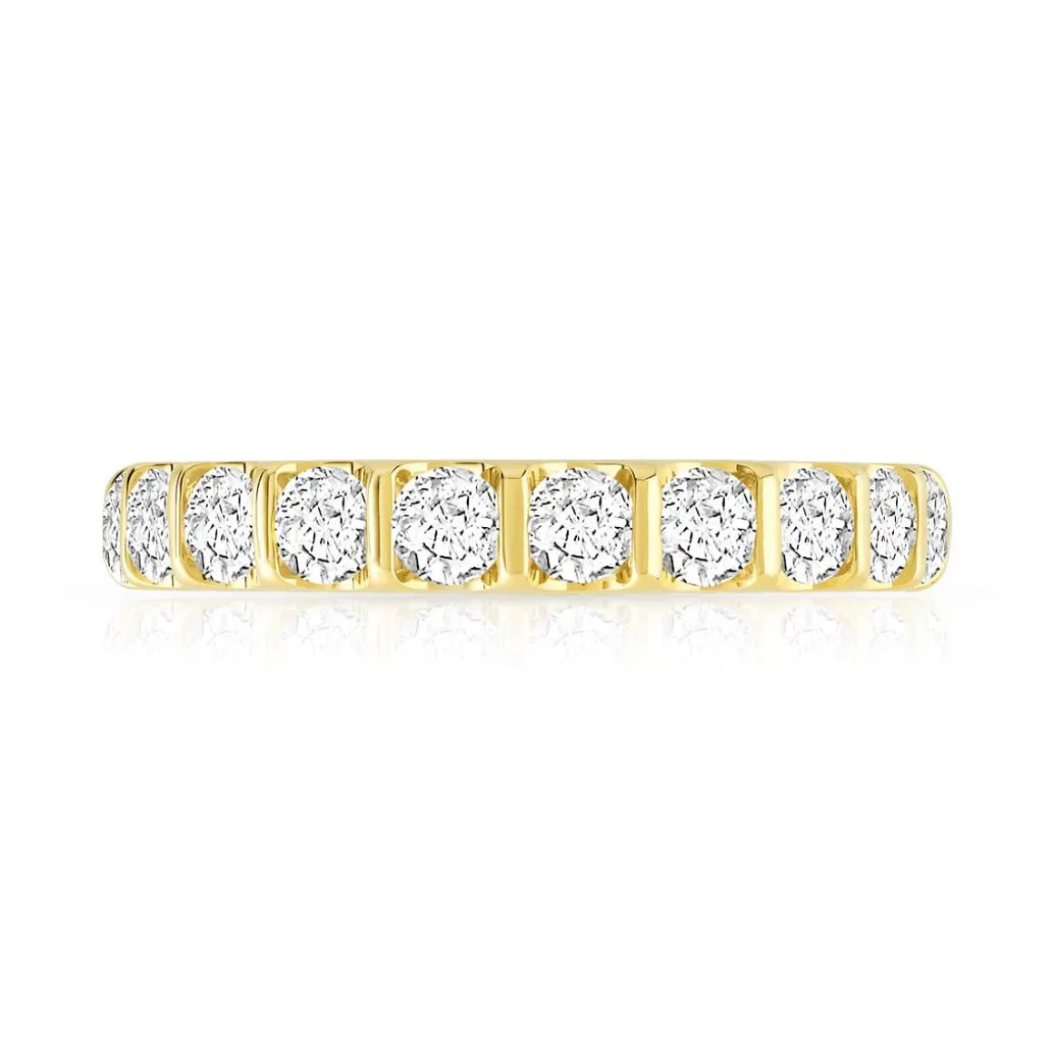 Alliance demi-tour or 750 jaune diamants synthétiques 1 ct.