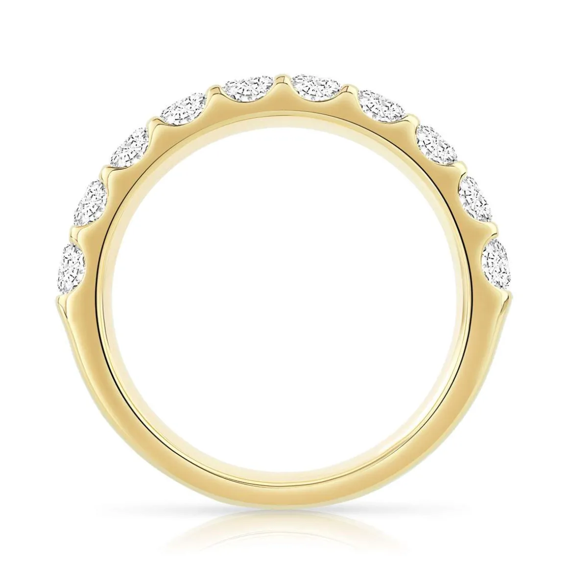 Alliance demi-tour or 750 jaune diamants synthétiques 1 ct.