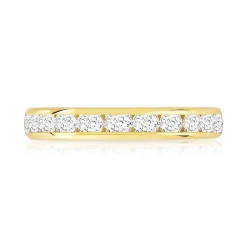 Alliance demi-tour or 750 jaune diamants synthétiques 1 ct.