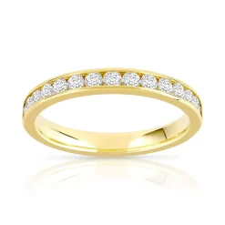 Alliance demi-tour or 750 jaune diamants synthétiques 0.50 ct.