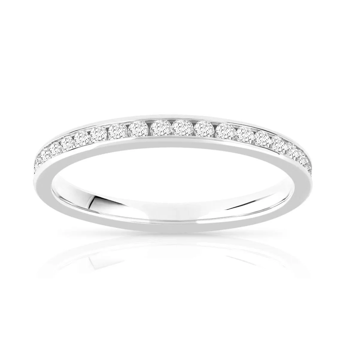 Alliance or 750 blanc diamants synthétiques 0.50 ct 2 mm