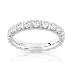 Alliance or 750 blanc diamants synthétiques total 2 carats