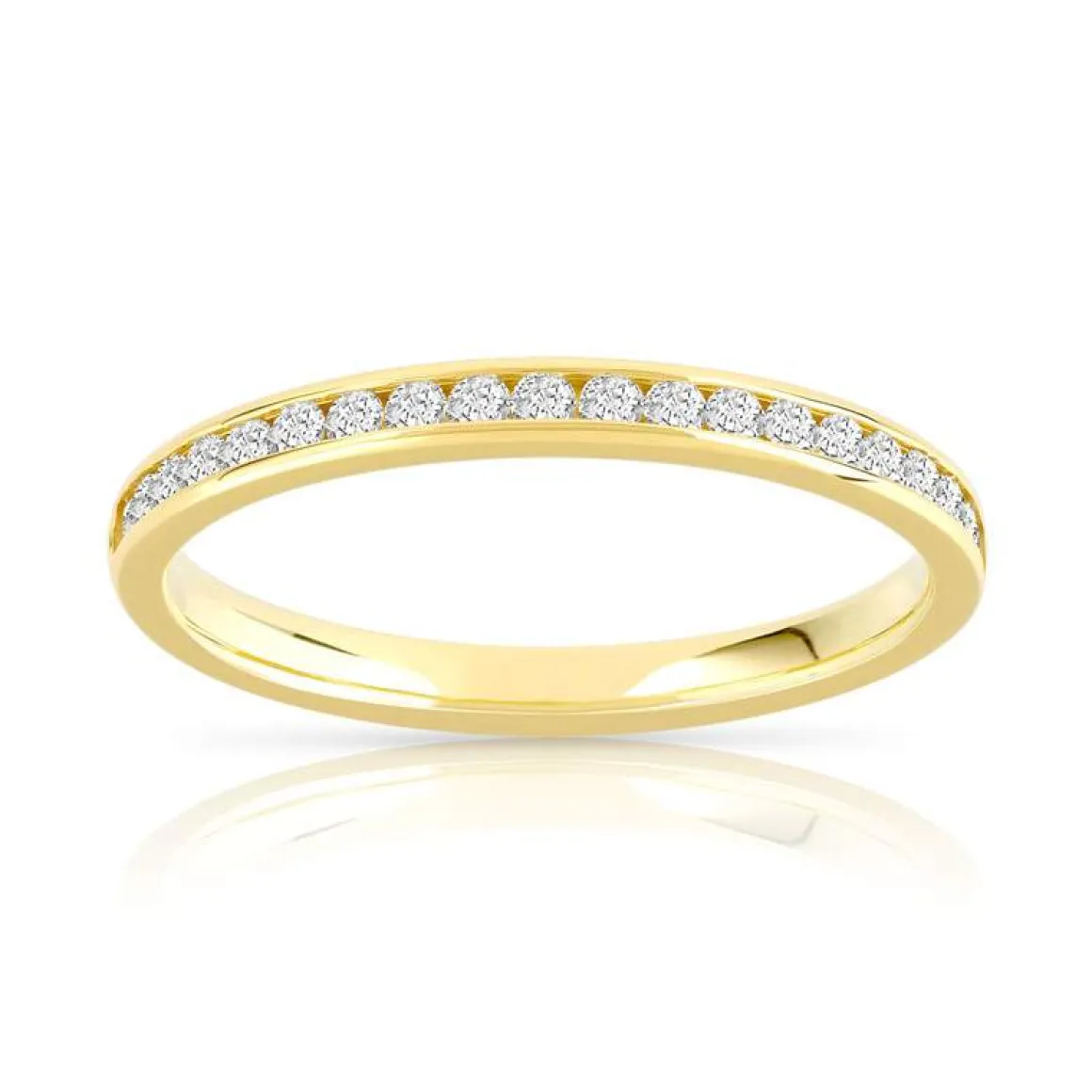 Alliance or 750 jaune demi-tour diamants 0.25 ct 2.1 mm