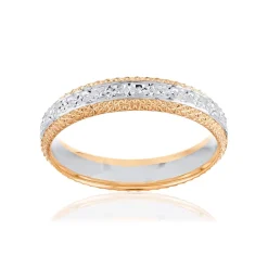 Alliance 2 ors 750 rose et blanc diamanté