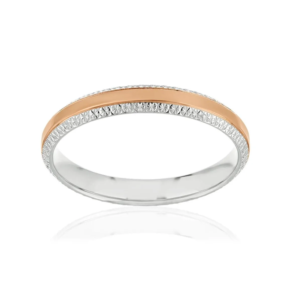 Alliance 2 ors 750 rose et blanc diamanté