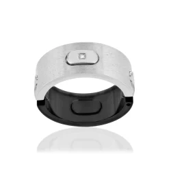 Bague acier bicolore noir