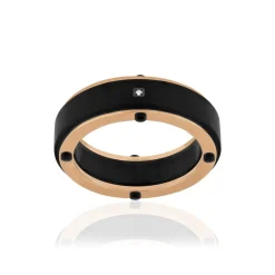 Bague acier bicolore noir doré rose