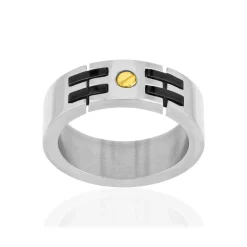 Bague acier bicolore noir vis