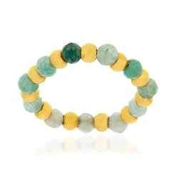 Bague acier doré amazonites