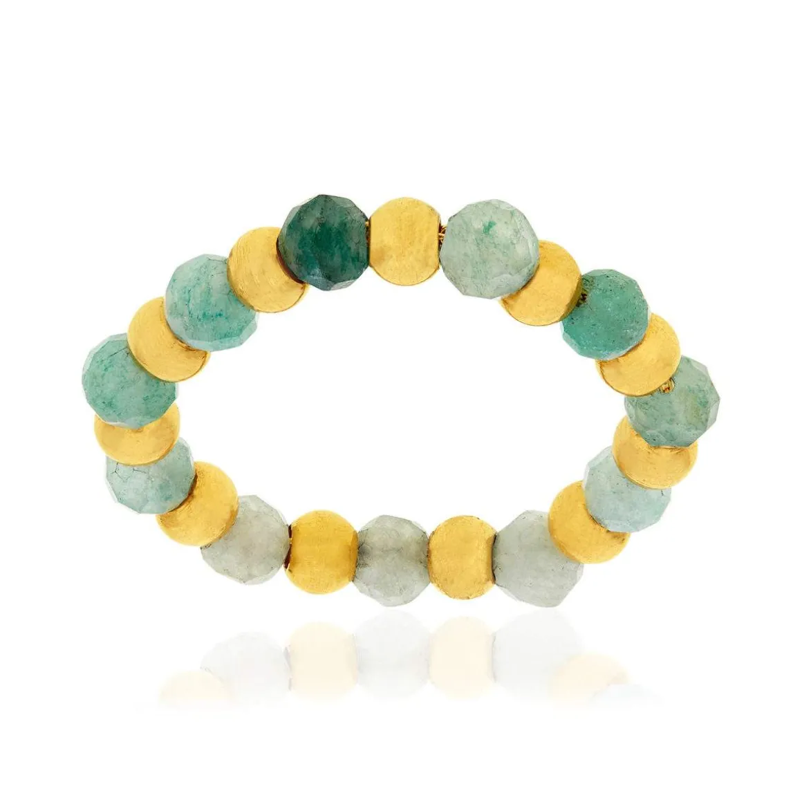 Bague acier doré amazonites