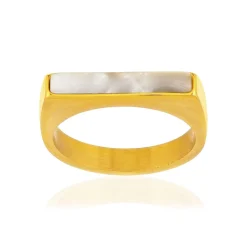 Bague acier jaune nacre