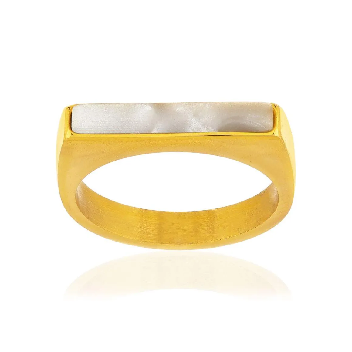 Bague acier jaune nacre