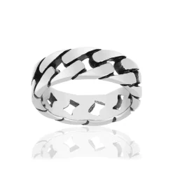 Bague acier maille gourmette