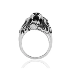 Bague acier tête de lion