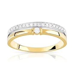 Bague alliance solitaire 2 ors 750 diamants 0.15 ct 4 mm
