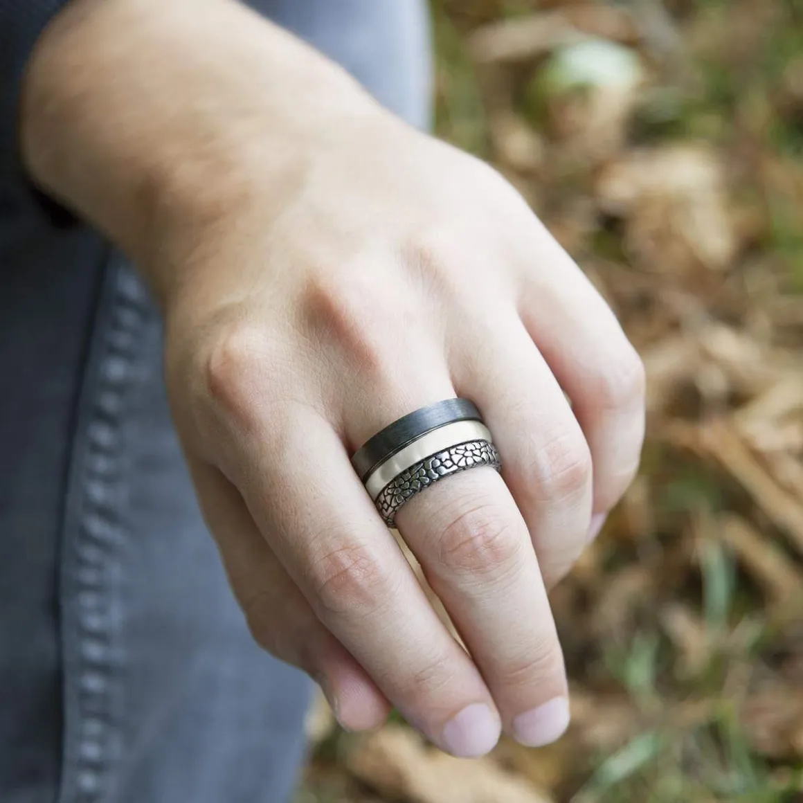 Bague 3 anneaux acier carbone
