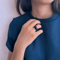 Bague argent 925 agate noire