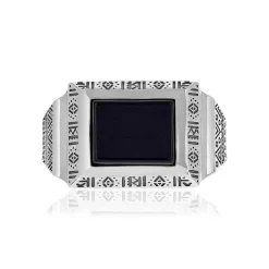 Bague argent 925 agate noire