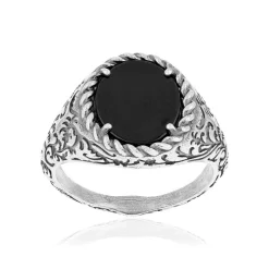 Bague argent 925 agate noire