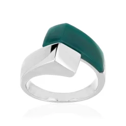 Bague argent 925 agate verte