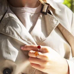Bague argent 925 ambre ovale